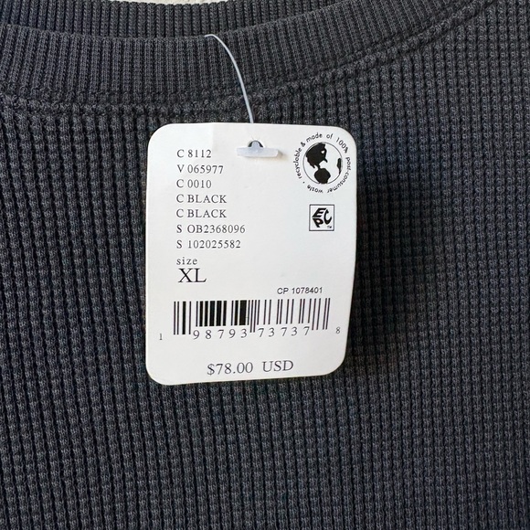 Free People We the Free Lapis Cuff Waffle Knit Top in Black-XL - Picture 8 of 10